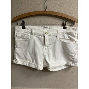 FRAME Le Cutoff Women's White Cuffed Jean Shorts Size 28